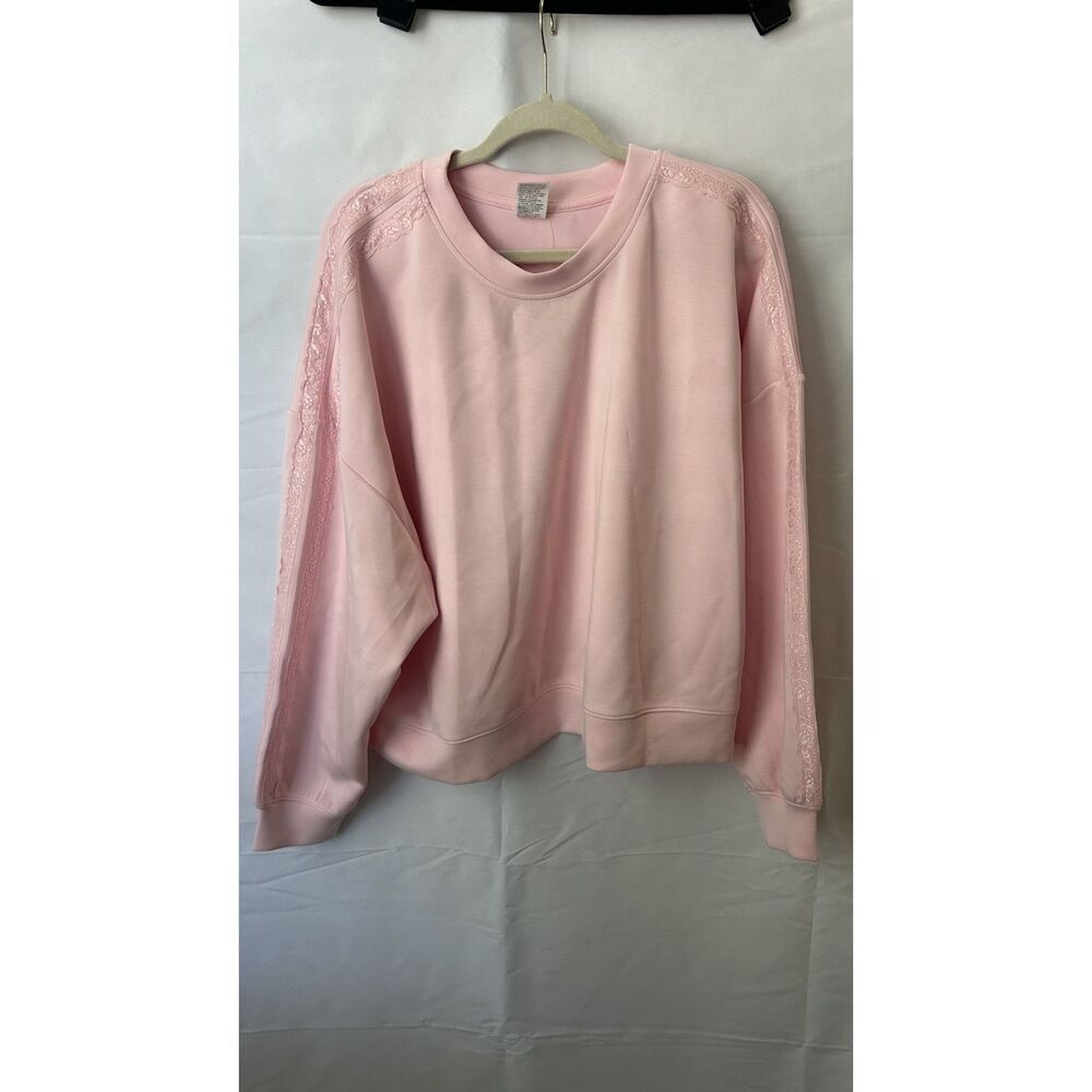 All In Motion NWT Women's Pink Crewneck Sweatshirt Lace Long sleeve Size XXL